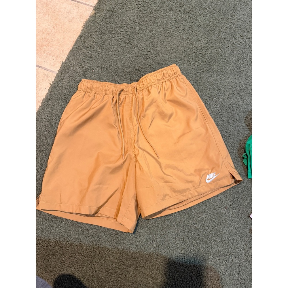 Nike Mens Sportswear Woven Flow Shorts Gold Ochre Small Lined FN3307-22420